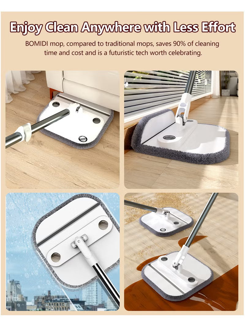 Spin Mop Bucket Set, 360 Degree Foldable Spinning Mop with Self Separation Dirty and Clean Water System, Easy Wring Floor Mop with Detachable Mop Heads for Floor Cleaning on Home Kitchen M20-Grey